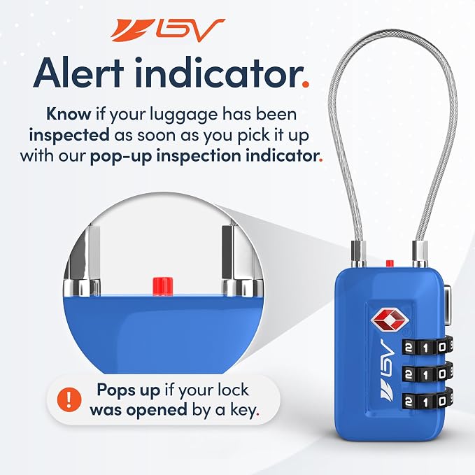 TSA Accepted Luggage Travel Lock, Set-Your-Own Combination Lock for School Gym Locker, Luggage Suitcase Baggage Locks, Filing Cabinets, Toolbox, Case (Blue, 2 Pack) - Image 3
