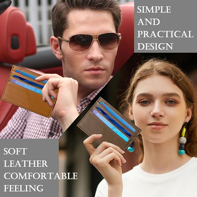 WOXVM Credit Card Holder Wallet RFID Blocking Slim Credit Card Cases Holder Premium Leather Minimalist Front Pocket Small Wallet with 6 Card Slots and 1 Pockets for Men Women - Image 5