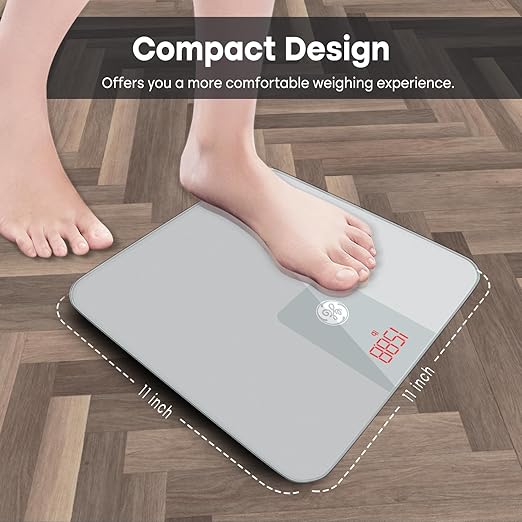GE Bathroom Scale for Body Weight, Digital Smart Accurate 400 lb Weighing | Basic Bath Weight Watcher Scales, Bluetooth Electronic Home Weighing Machine for Weight and BMI Tracking, 11", Silver Grey - Image 4