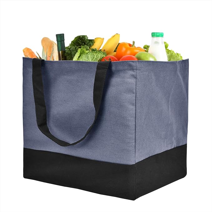 Canvas Reusable Grocery Bags Heavy Duty, 8.3 gal Foldable Large Tote Bag with Handles, Holds 60 lbs Canvas Shopping Bags, 1 Pack - Image 7