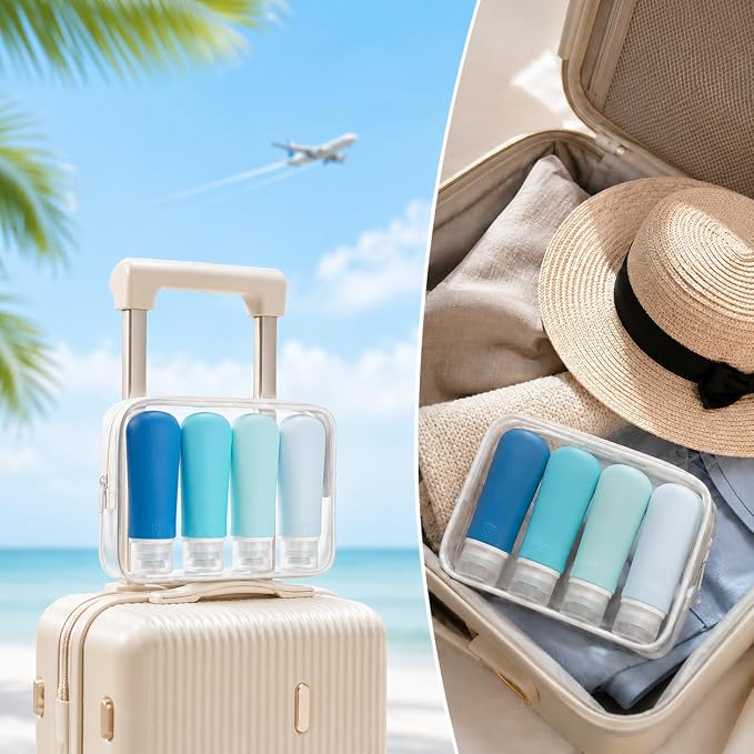 INSFIT Travel Bottles for Toiletries, TSA Approved 3oz Travel Size Containers, BPA Free Leak Proof Squeezable Silicone Tubes for Shampoo Conditioner Lotion Body Wash with Labels - Image 6