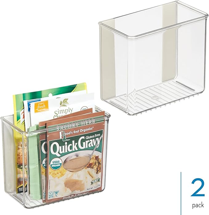 iDesign Adhesive Organizer Bin, Set of 2, Clear | Damage-Free Hanging, For Kitchen, Bathroom, or Office - Image 2