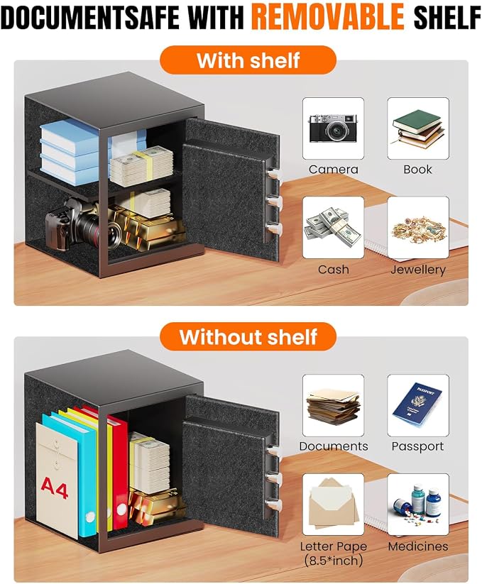  2026 Fireproof Safes for Home| 1700°F 35-Min Protection | 2.8 Cuft Fire Proof Safes with Digital Keypad, Smart Alarm, Bolt-Down Design| Safety Box For Documents Jewelry Electronics - Image 8