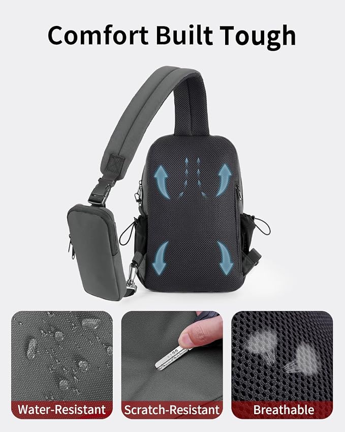 ECOHUB Anti-Theft Crossbody Bag Men Women RFID Blocking Lightweight Sling Backpack Water Resistant for Travel Hiking Outdoor - Image 8