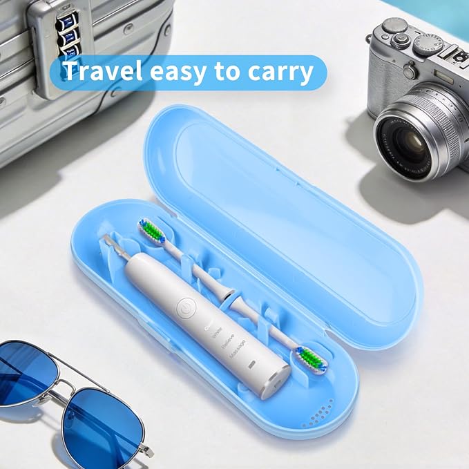 Fowecelt 2 Pack Electric Toothbrush Travel Case for Oral-B Pro and Other Electric Toothbrush Portable Travel Toothbrush Waterproof Plastic Holder (Blue & White) - Image 6
