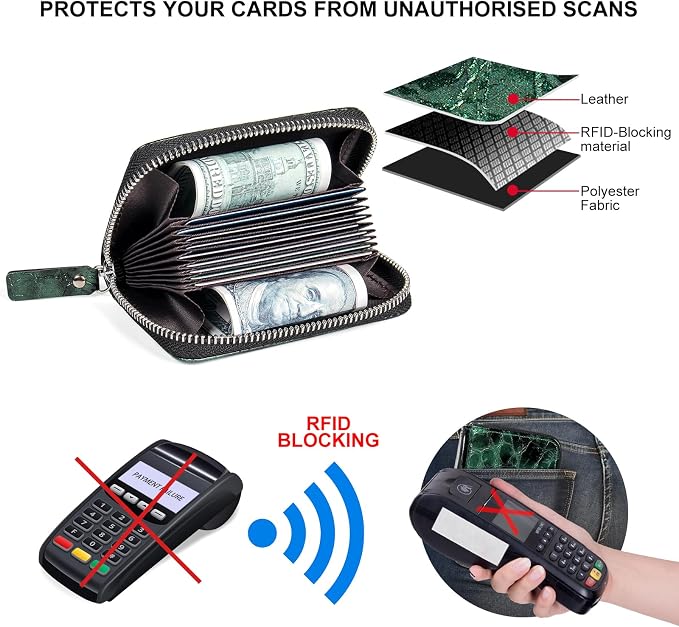 Credit Card Wallet, RFID Card Case Wallet, Zipper Card Cases Holder for Men Women, RFID Blocking, KeyChain Wallet, Compact Size Card Organizer Case for Women - Image 4