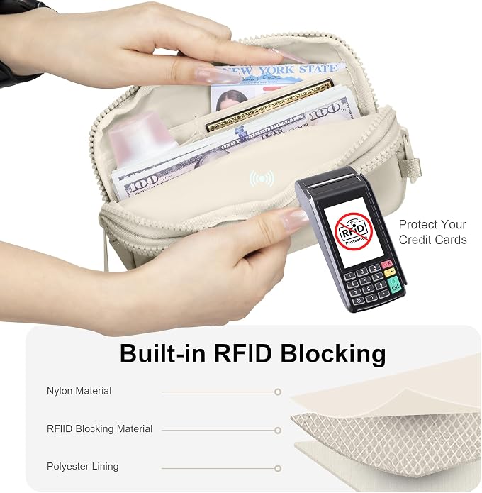 FODOKO Wristlet wallets for Women RFID crossbody bags with 4 Zippers | Checkered quilted nylon with credit card slots, cell phone organizer, and coin purse for travel and everyday carry - Image 6