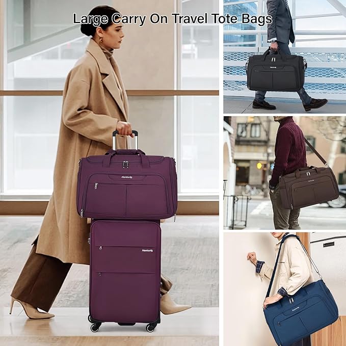 Hanke Carry On luggage Bags for Travel, Large Foldable Duffle Bag for Travel, Softside Lightweight Travel Bag Carry On Bags for Airplanes Women, Travel Tote Bags for Women Men.（Coffee） - Image 5