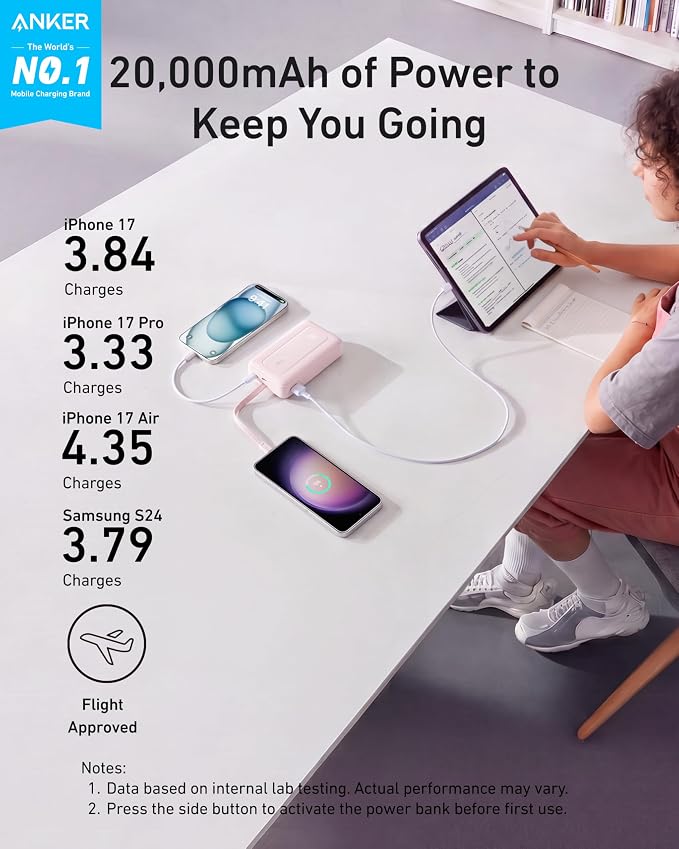 Anker Zolo Power Bank,20,000mAh 30W Portable Charger with Built-in USB-C | High-Speed Charging for iPhone 17 / 16 / 15 Series, Galaxy, and More - Image 7