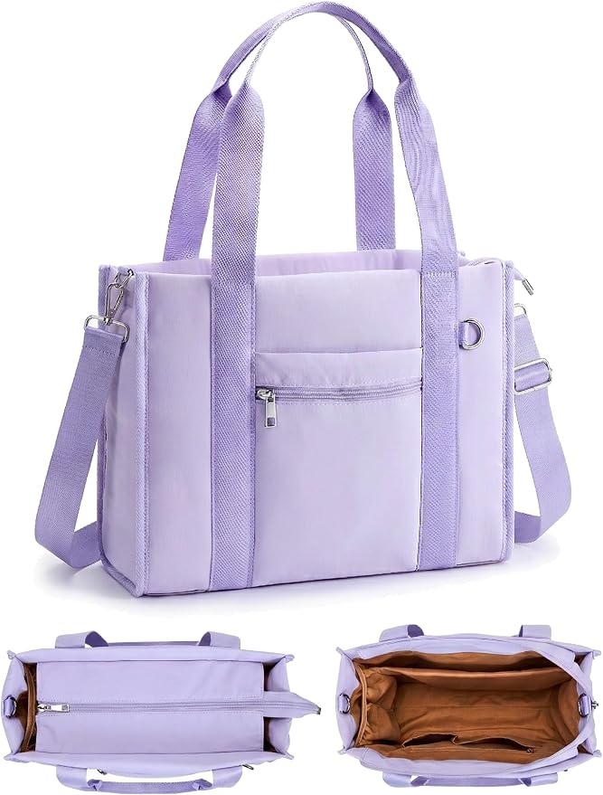 Work Tote Bag for Women, Lightweight Puffer Tote Crossbody with Zipper | Travel Utility Tote Multi-Pocket, RFID Pocket, Large Capacity, Luggage Sleeve, Shoulder Bag for Office, Daily, Gym, Teacher by FancyForest