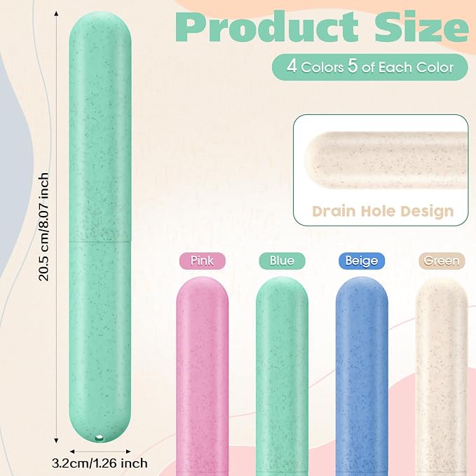 LemonRoad 40 Pcs Travel Toothbrush Holder Sets 20 Disposable Toothbrush Individually Wrapped 20 Portable Tooth Brush Case Covers with Ventilation Holes for Travel, Home, Camping, Hotel(Macron) - Image 2