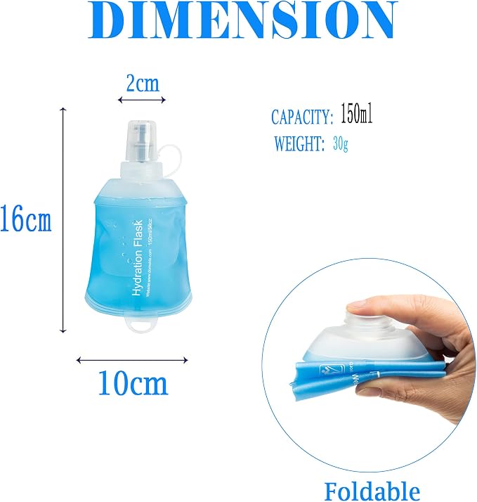 AXEN Soft Flask TPU Foldable Running Hydration Flask, Soft Collapsible Water Bottle for Hydration Pack Cycling Marathon Running Hiking - Image 2
