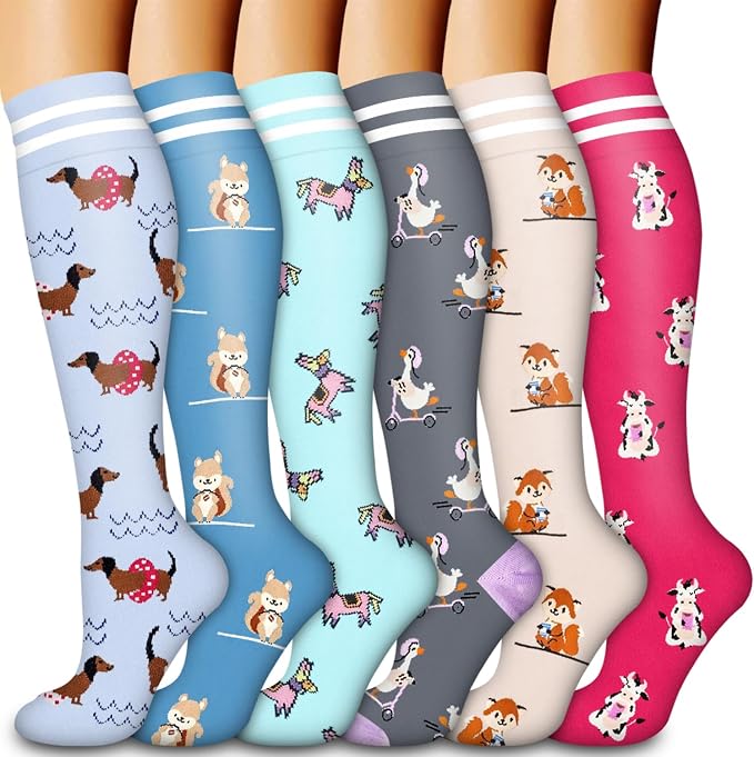 Compression Socks for Women & Men Circulation(6 pairs)-Graduated Supports Socks for Running, Athletic Sports by LaiteHebe