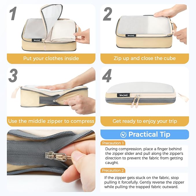 BAGAIL 6 Set Ultralight Compression Packing Cubes Packing Organizer for Travel Accessories Luggage Suitcase Backpack - Image 3