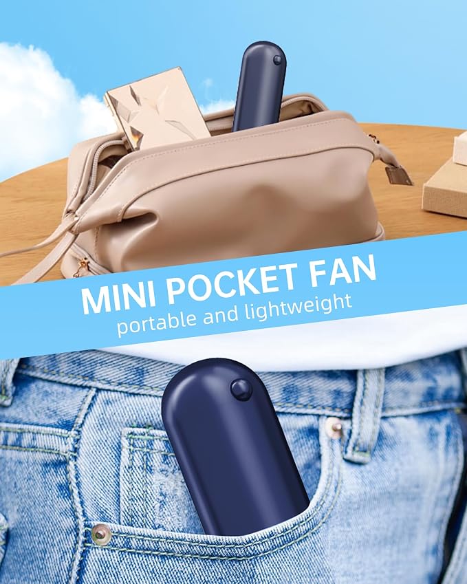Mini Handheld Fan, Portable Hand Fan with USB Rechargeable, 2000 mAh Battery Operated, 3 Speeds Adjustable, 2 IN 1 Small Personal Pocket Fan for Women Girls Travel Outdoor - Image 5