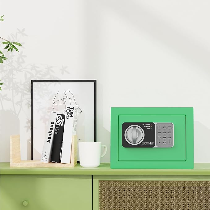 Small safe box with key,Kids mini safe for money, coin safes for home with code，0.236 Cubic Feet Green - Image 8