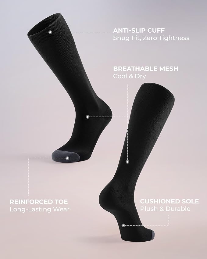 FITRELL 4 Pairs Compression Socks for Women & Men, 15-20mmHg Circulation Support for Athletic Travel Daily Wear - Image 4