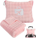 Pink Travel Blanket for Airplane, Portable Soft Flannel with Pouch & Clip | Skin-Friendly Flannel, Lightweight Portable Design with Clip, Hands-Free Carry, Essential Travel Gear for Frequent Flyers by maimaizone