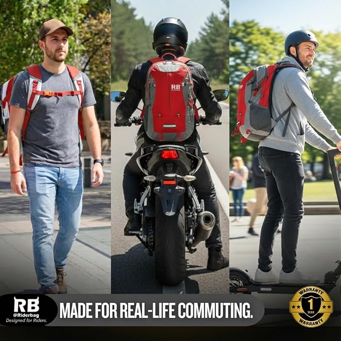Reflective Motorcycle Backpack, Hi Viz Commuter Riding Bag | Designed by Riders for Everyday Rides with Laptop Compartment and Helmet Net. Built to Help You Be Seen. - Image 4
