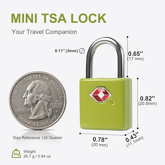 TSA Locks for Luggage with Keys, Travel Luggage Locks TSA Approved 4 Pack, Keyed Alike Small Padlock with Key, Mini Padlock for Suitcase, Backpack Zipper, Bag, Purse, Travel Essentials - Image 5