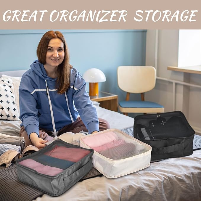 Silkfly 12 Pcs Packing Cubes for Suitcase Travel Luggage Bags Bulk Mesh Organizer Set for Hiking Camping Backpacking Clothes Accessories(Black,Gray,Beige) - Image 5