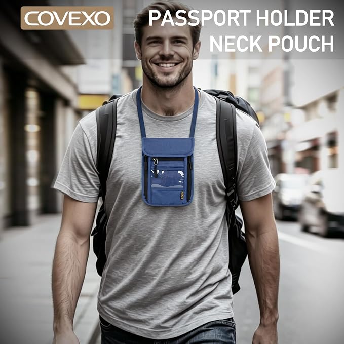 Neck Wallet with RFID Blocking - Hidden Travel Passport Holder Pouch | Concealed Under Clothing, Anti-Theft Security | Adjustable & Lightweight for Vacation, Airports - Image 6