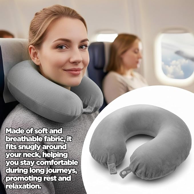 2 Colors Neck Pillow Covers with Zipper, Washable U Shaped Replacement Cover, Gray and Pink Reusable Travel Pillow Cover, Soft Smooth Plush Fabric, Universal Fit Airplane Pillows Case - Image 5