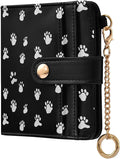 White Paw Print Women's Wallets RFID Blocking,Credit Card Holder Bifold Wallet,Slim Card Cases,PU Leather Travel Wallet for men Girls by visesunny