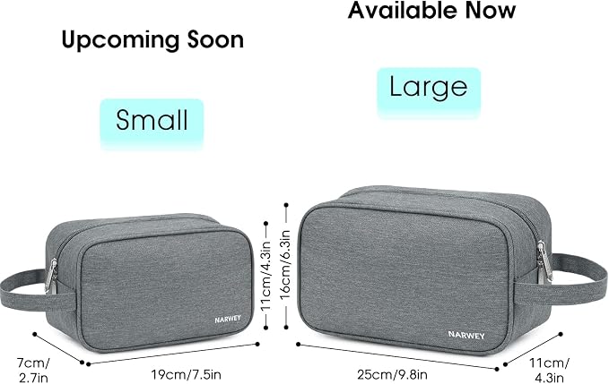 Narwey Travel Toiletry Bag for Women Traveling Dopp Kit Men Toiletries Bag Cosmetic Bag Makeup Bag Medicine Bag for Traveling (Grey) - Image 3