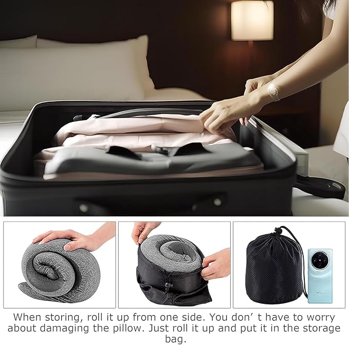 WEERSHUN Travel Pillow for Airplanes, 2026 New Memory Foam Neck Pillow with Chin Wrap for Traveling, Suitable for Airplanes, Offices and Cars - Image 5
