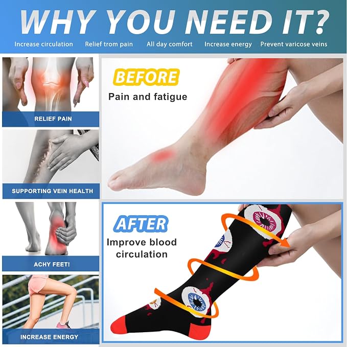 Aoliks Medical Compression Socks for Women & Men, Support Knee High Socks for Running,Nurses,Travel - Image 3