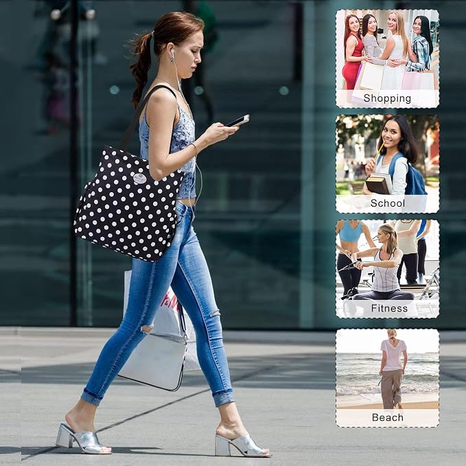 HUA ANGEL Floral Tote Bag - Casual Shoulder Bag Daily Tote Bag with Zipper Gym Travel Shopping Work Handbag for Women - Image 7
