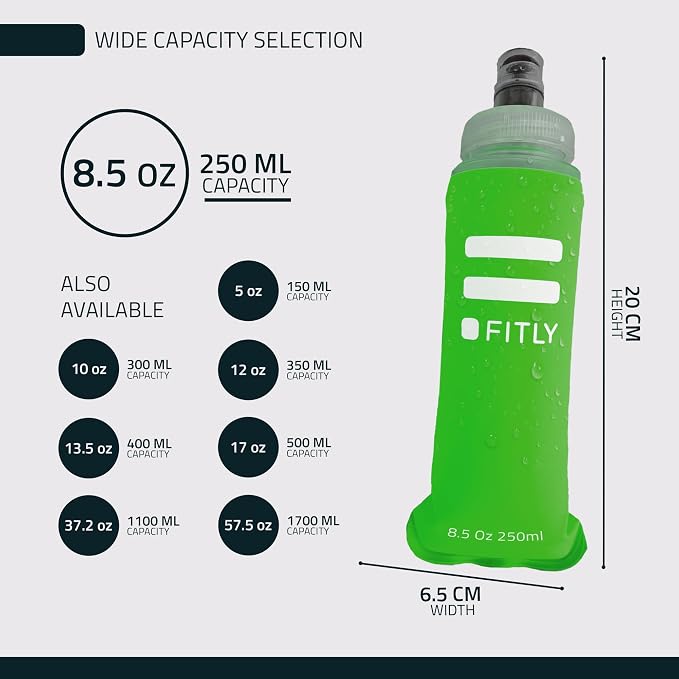 FITLY Soft Flask - Shrink As You Drink Soft Water Bottle for Hydration Pack - Folding Water Bottle Ideal for Running, Hiking, Cycling, Climbing & Rigorous Activity - Image 2