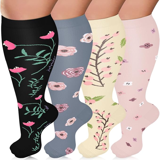 Diu Life Plus Size Compression Socks for Women & Men 15-20 mmhg Extra Wide Calf Knee High Support Socks for Circulation by DiuLife