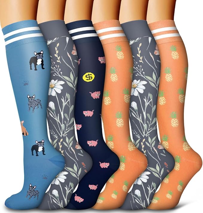6 Pack Copper Compression Socks for Women and Men Circulation-Best Support for Medical,Running,Nursing,Athletic by Bluemaple