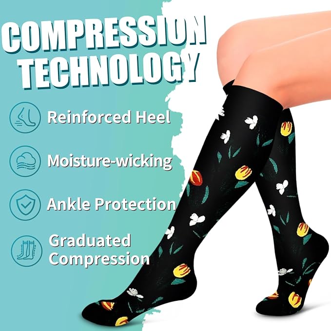 Compression Socks for Women & Men Circulation(6 pairs)-Graduated Supports Socks for Running, Athletic Sports - Image 6