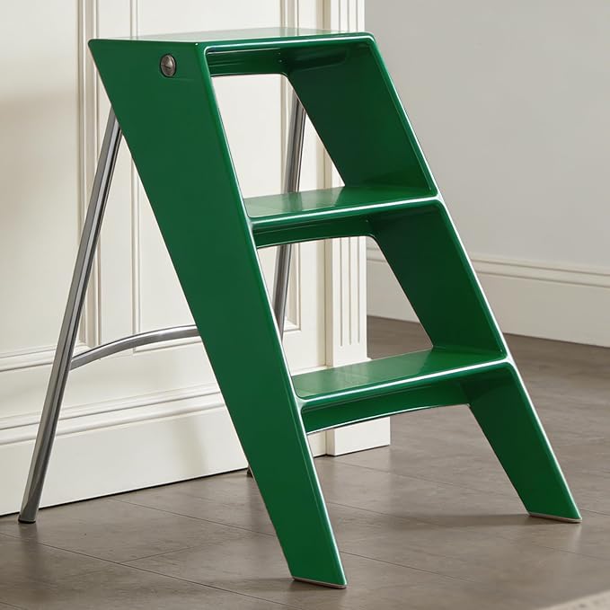 HOTEAGLE Modern Folding Chair - Multifunctional Design Doubles as Step Stool & Storage Shelf, Sturdy Engineering Plastic for Kitchen, Dining & Bistro,Green by MoreThanFireALifestyle