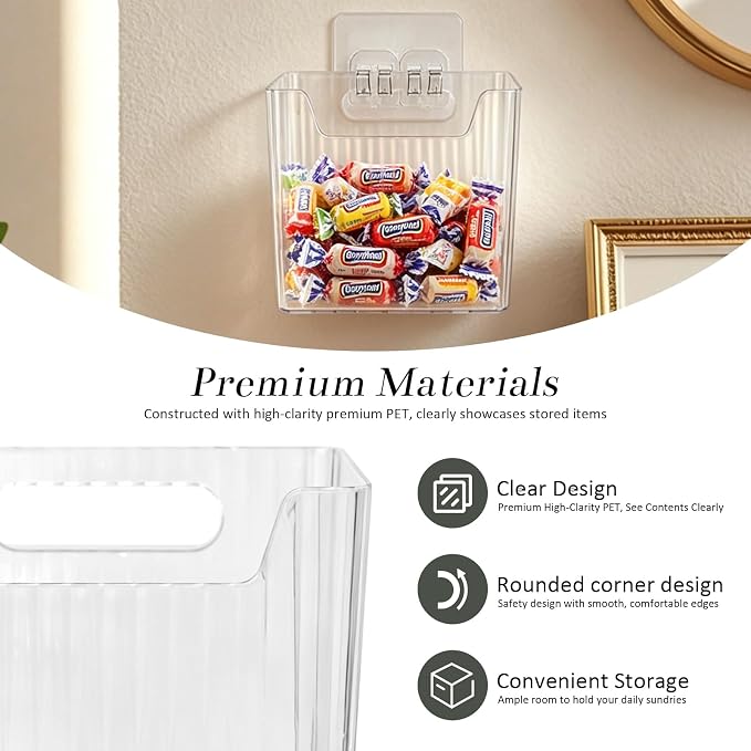 4 Pack Wall Mounted Storage Bins Small Hanging Organizers | Self Adhesive Mount Storage Holders for Bathroom, Kitchen, Office, Craft Room and Home Organization - Image 3