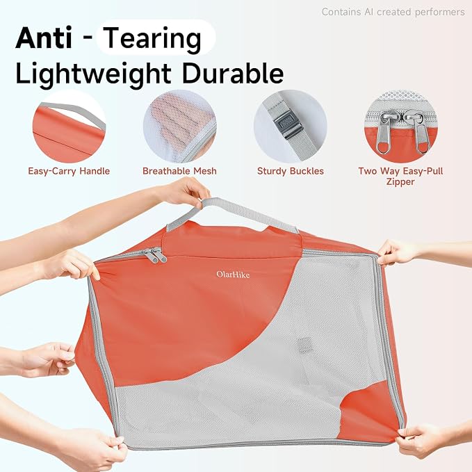 9 Set Packing Cubes for Travel, Gifts for Women Mom,Anti-Tearing Suitcase Organizer,OlarHike Vacation Essentials & Accessories for Cruise Ship - Image 4