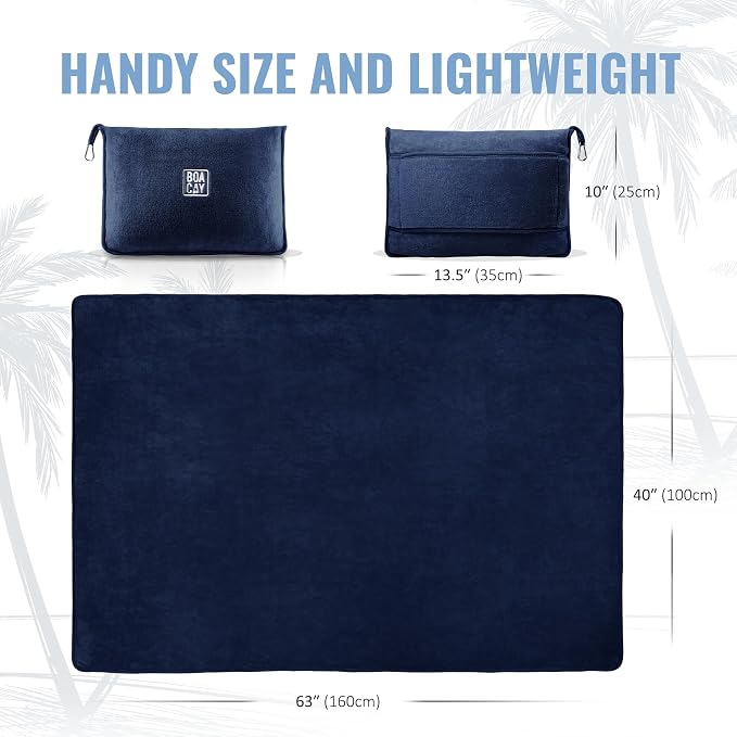 Soft & Warm Travel Blanket for Airplane & Car - Long Flight Essential for Women, Men, Kids - Compact Pillow with Luggage Sleeve & Backpack Clip - Image 7