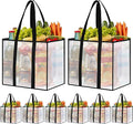 Reusable Grocery Bags, Clear Shopping Bags, 8 Pack, 42L | Heavy-duty, 66-lb capacity, reinforced handles, stands upright, foldable, water-resistant, wipe-clean, visible contents by Unknown