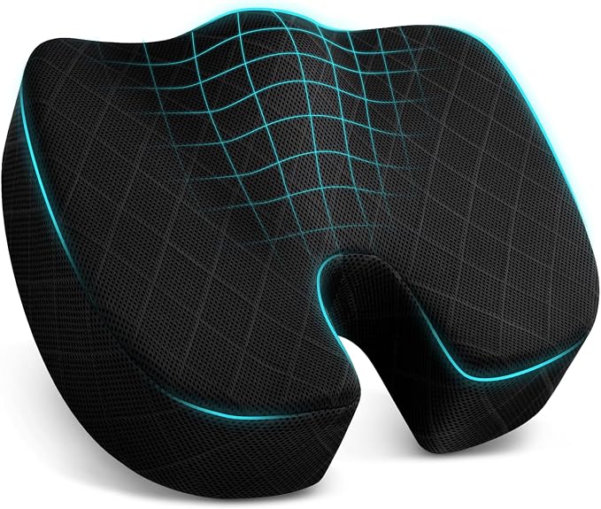 Seat Cushion, Memory Foam Office Chair Cushion - Grey, XXX-Large | for Car Seat, Airplane, Desk Chair - Sciatica & Hip & Coccyx Pain Relief Cushion for Long Sitting Office Workers, Car Drivers by TushGuardSeatCushonsPillows