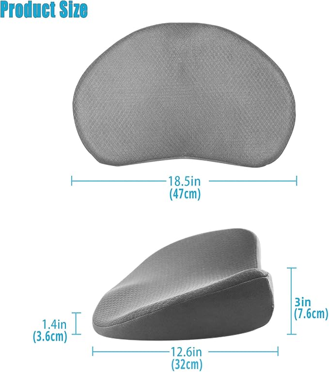 2 in 1 Car Seat Cushion Lumbar Pillow - Comfort Memory Foam Seat Cushion for Driving, Office - Sciatica-Back Pain Relief, Car Cushion for Car, Truck, Office, Wheelchair (Grey) - Image 7