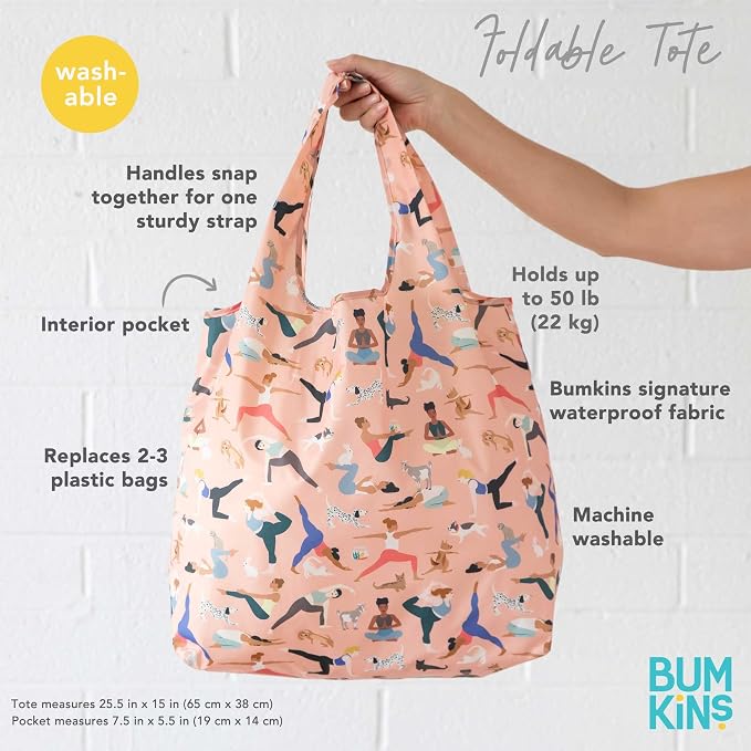 Bumkins Reusable Grocery Shopping Tote Bag for Women, Large Boho Style with Handles, Foldable, Washable, Shoulder Straps - Image 3