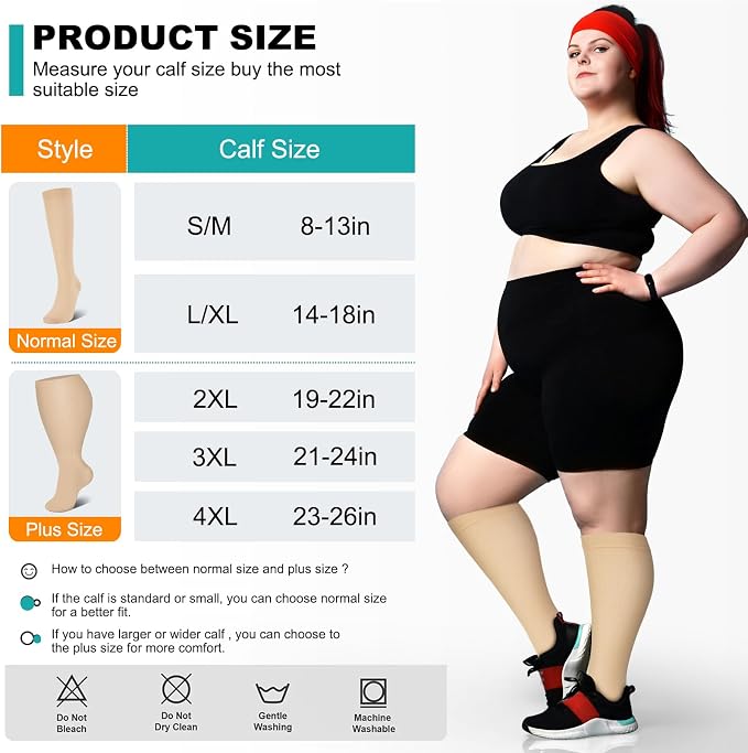 Genovega 3 Packs Wide Calf Compression Socks for Women Men Knee Hight S/M-4XL for Gifts - Image 7