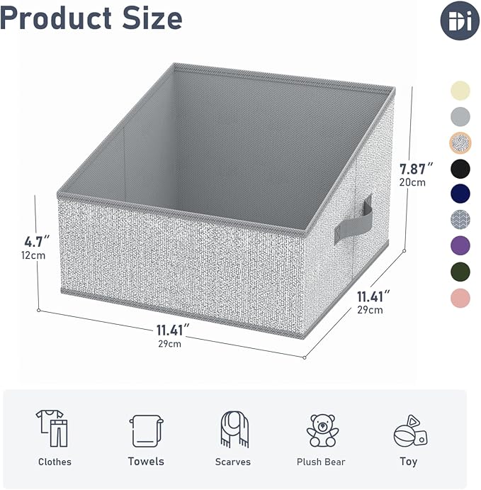 DIMJ Closet Storage Bins - Fabric Storage Baskets for Shelves, Collapsible Closet Organizers and Storage with Handles, Trapezoid Shelf Organization Storage Cubes for Purse, Toys, Books, Towel, Socks - Image 2