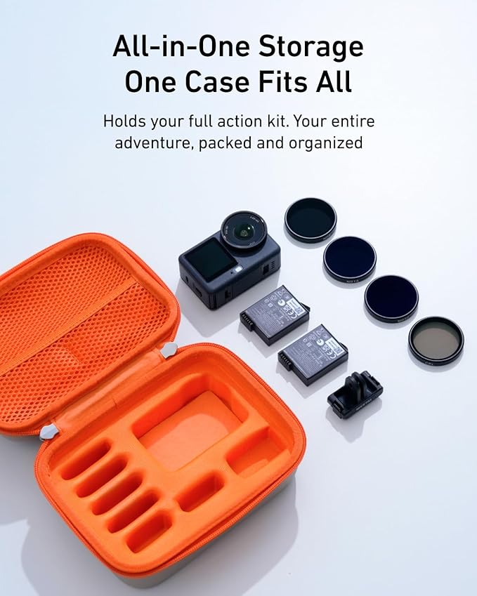 TELESIN DisAdv Carrying Case for DJI Osmo Action 6 and Official Accessories | Xtra Edge Muse Case, Waterproof Hard Carrying Bag for Camera Batteries Filter Mount, Hard Shell Action Camera Bag, Grey - Image 4