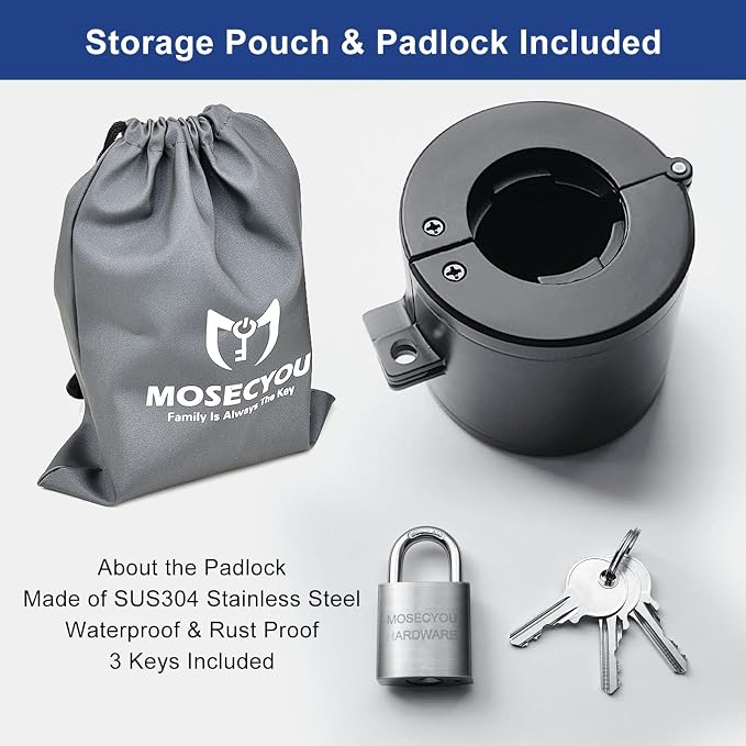 Door Knob Locking Cover with Padlock, Heavy Duty All-Metal Version | Adjustable Design for Snug Fit, Lockout Device to Disable Doorknob, Prevents Turning & Block Keyhole Access - Image 5