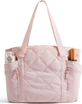 BAGSMART Crush Tote Bag for Women, 20L Puffer Work Tote with Zipper | Quilted Nurse Hospital Bag For Travel College Gym by BAGSMART