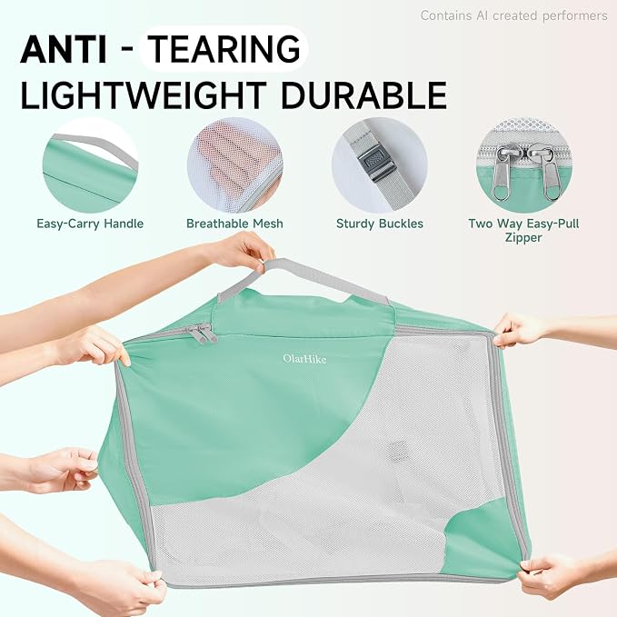 OlarHike 11 Set Packing Cubes for Travel,Gifts for Women Mom,Anti-Tearing Suitcase Organizer,with Over 1000 pcs Mesh Holes,Vacation Essentials & Accessories for Cruise Ship - Image 4